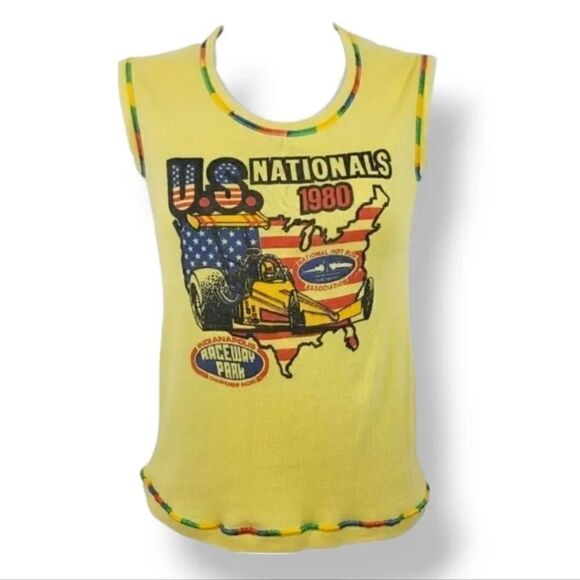 Vintage Rare 1980 U.S. Nationals NHRA Indianapolis Raceway Top in Yellow Size S - Picture 5 of 7